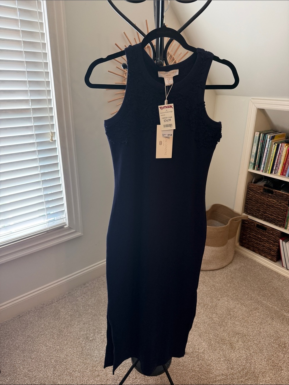 Caroline Constas Navy Sleeveless Midi Dress